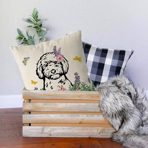 Miniatura 3 de Fundas de almohada de primavera de 18 x 18 pulgadas, funda de almohada con diseño de garabatos dorados, decoración de primavera para sofá de