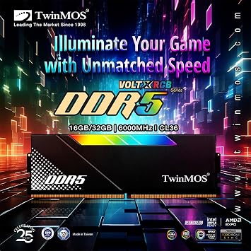 TwinMOS VoltX RGB TMD516GB6000URGB36B 16GB DDR5 6000MHz CL36 Masaüstü Bellek