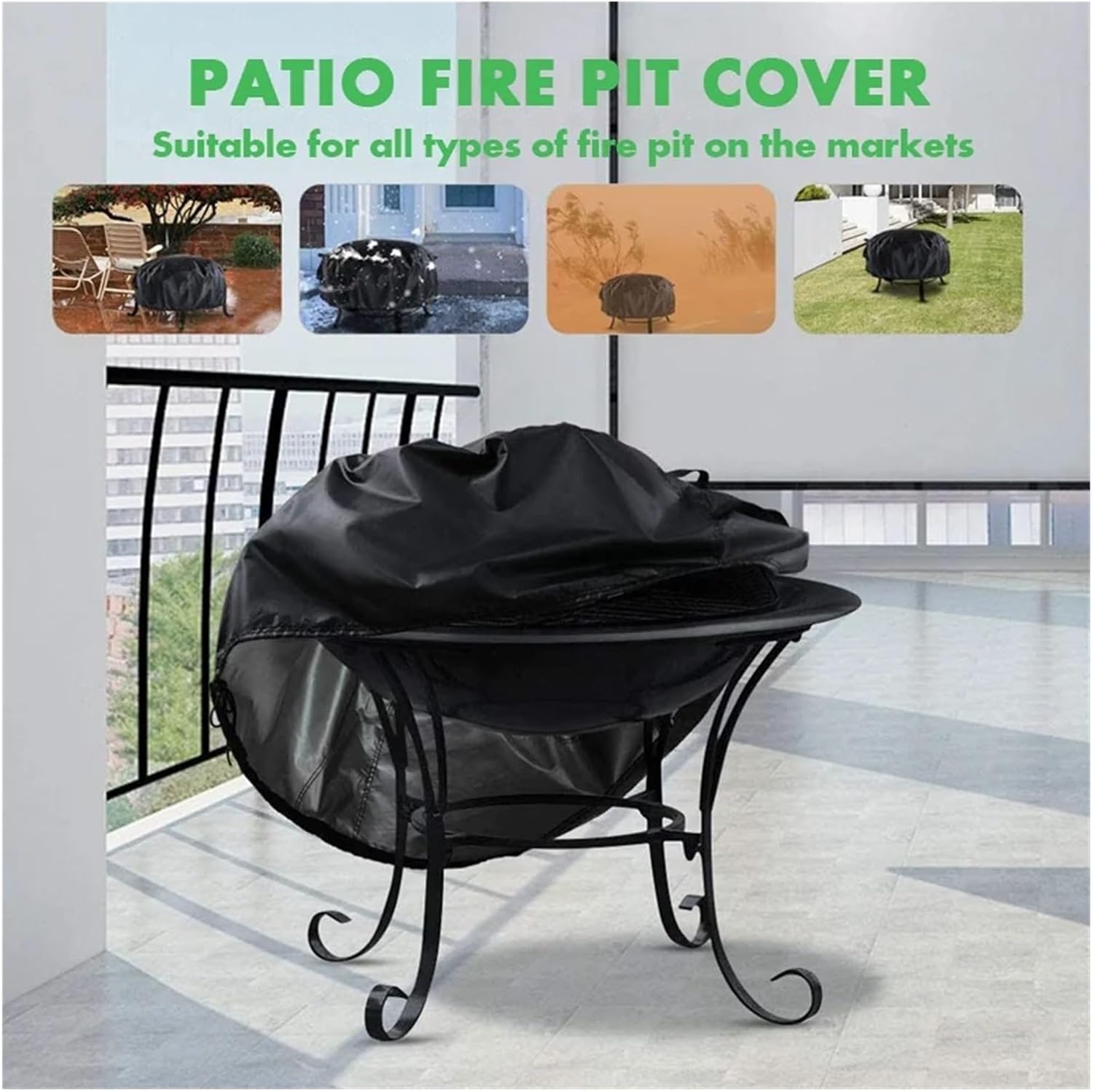 Patio Brazier Covers Fire Pit Heavy 600D Oxford Cover Rainproof Barbeque Grill Dustproof Furniture Supplies(71x40cm)