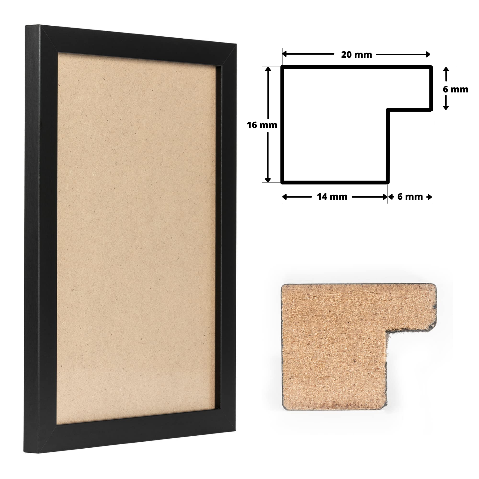 Clamaro 'COLLAGE' Marco De Fotos 60x120 Hecho A Mano | Roble Sonoma | Moderno Marco Para Cuadros De Tablero MDF Con Cristal De Vidrio Acrílico, Placa Trasera Y Colgador (horizontal Y Vertical