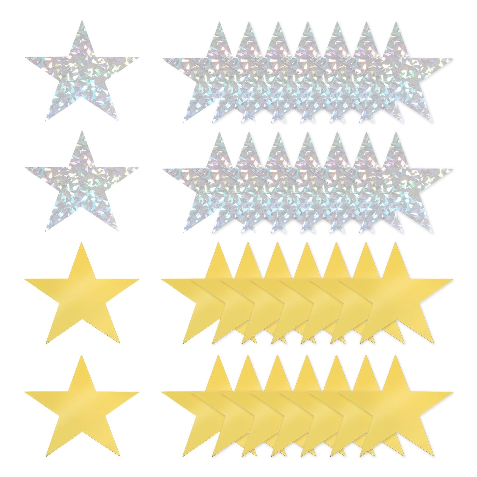 sourcing map 48 Pcs Stars Cutouts Decoration, 6" Double Printed Paper Stars Cutout Confetti Cardboard Stars Decorations for Bulletin Board Wall Classroom Party, Gold/Laser Silver