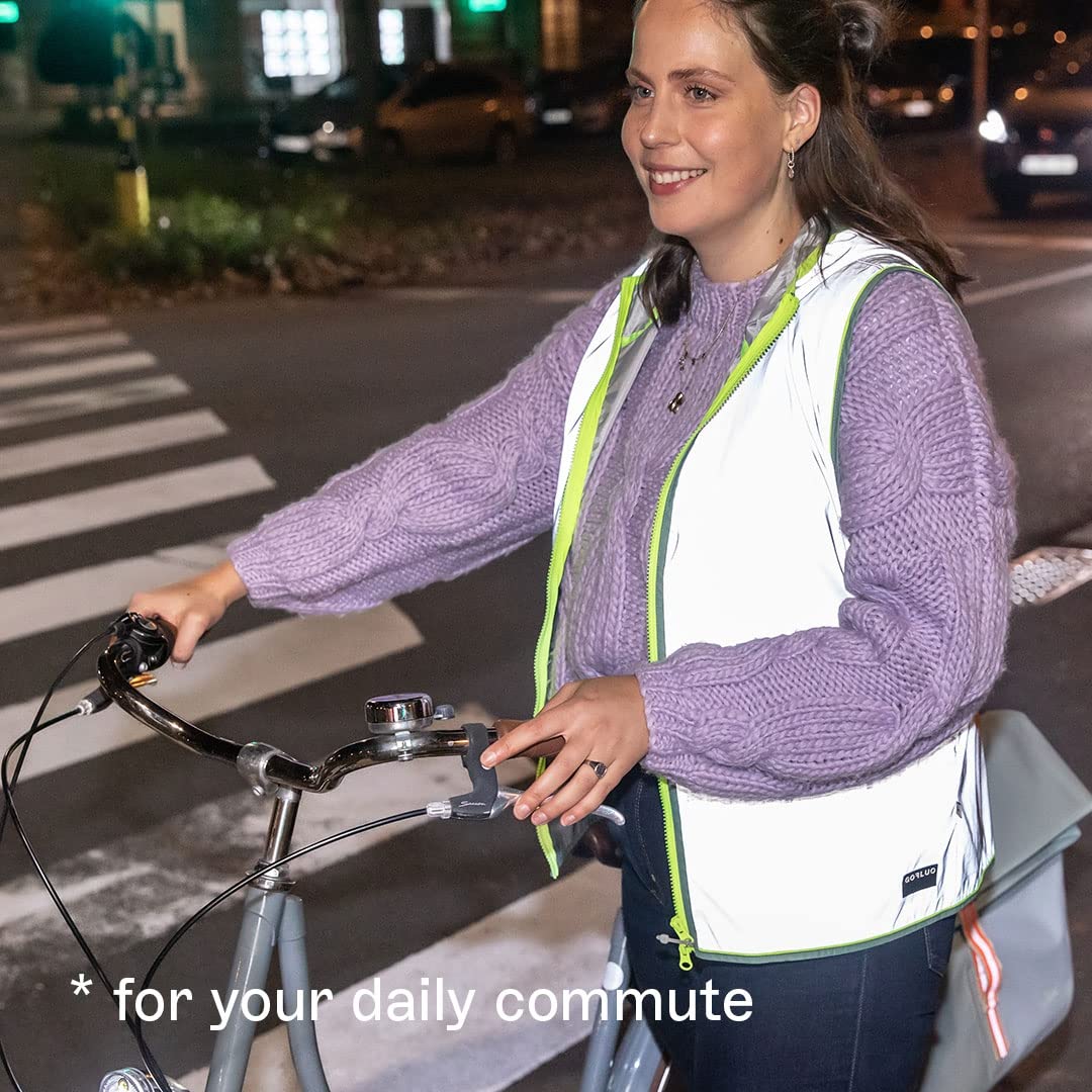 gofluo. Darknight Gilet réfléchissant – Darkjacket – Fluo Neon – Gilet de sécurité – Gilet réfléchissant – visible dans l'obscurité pour les randonneurs, le jogging, le vélo, la moto – Gris