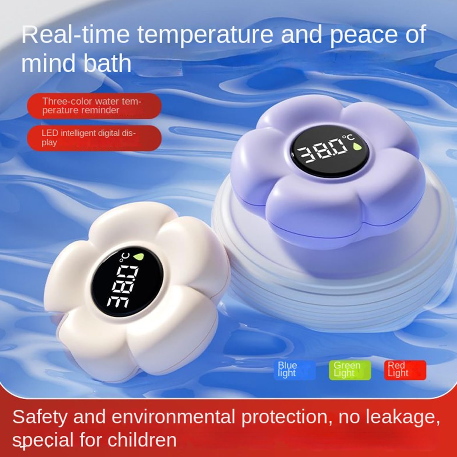 Termómetro De Baño Para Bebé Con Forma De Flor,Sin Mercurio Termómetro De Bañera,Sensor Digital De Temperatura De Agua Para Ducha Monitoreo Seguro Para Bebes Y Adultos Con Pantalla Táctil Pantalla LED — view 8