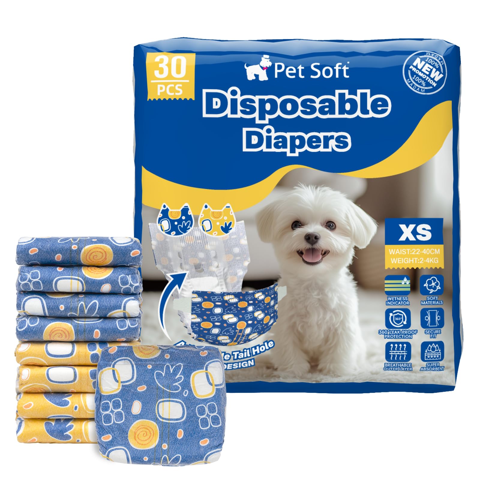 Couche pour chien femelle XS protégeant votre maison des fuites urinaires et chaleurs