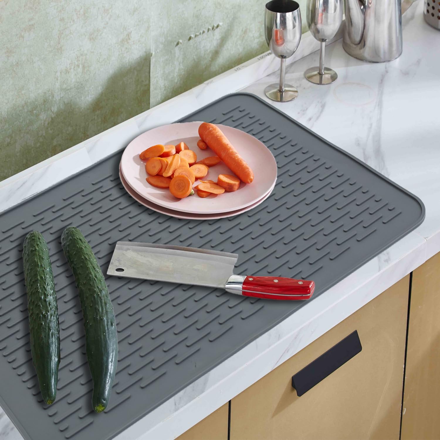 Electric Stove Silicone Cover Mat-28 x20 Extra Large Glass Stove top Cover,Heat Resistant Ceramic Cooktop Cover,Flat RV Range Stovetop Protector,Induction Cooktop Oven Mat,XL Dish Drying Mat