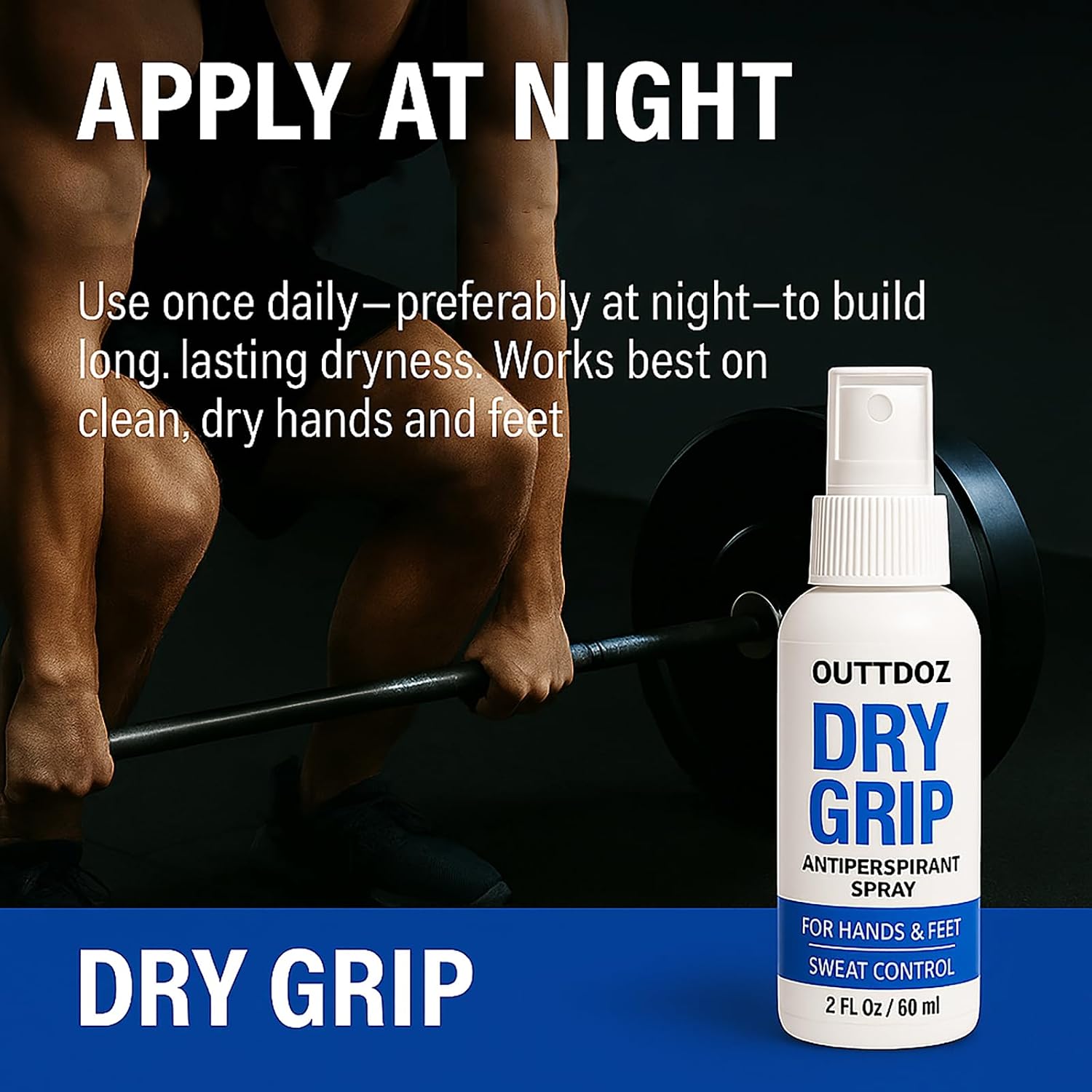 DryGrip Antiperspirant Spray for Sweaty Hands & Feet, 15% Aluminum Chloride, Fragrance-Free Hand & Foot Sweat Control for Sports, Work & Everyday Use