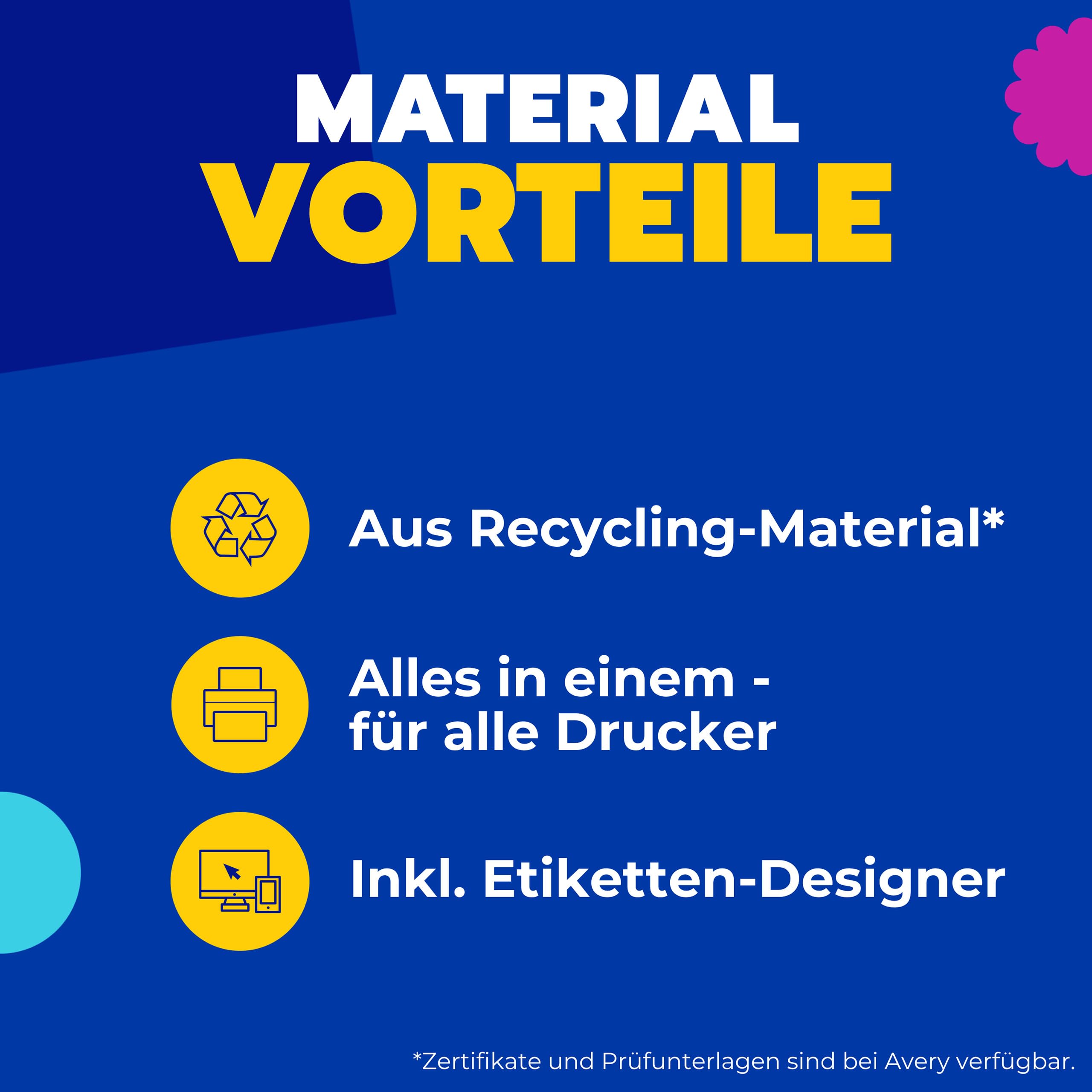 AVERY Zweckform LR3666 Recycling Etiketten (6.500 Klebeetiketten, 38x21,2mm auf A4, 100% recyceltes Altpapier, individuell bedruckbar, selbstklebende Aufkleber) 100 Blatt, naturweiß