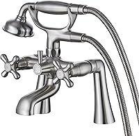 Vista 9 de Grifo de bañera de 3 a 9 pulgadas de centro, montaje en pared, grifo de bañera con ducha de mano, cromado, vintage, grifo llenador de bañera