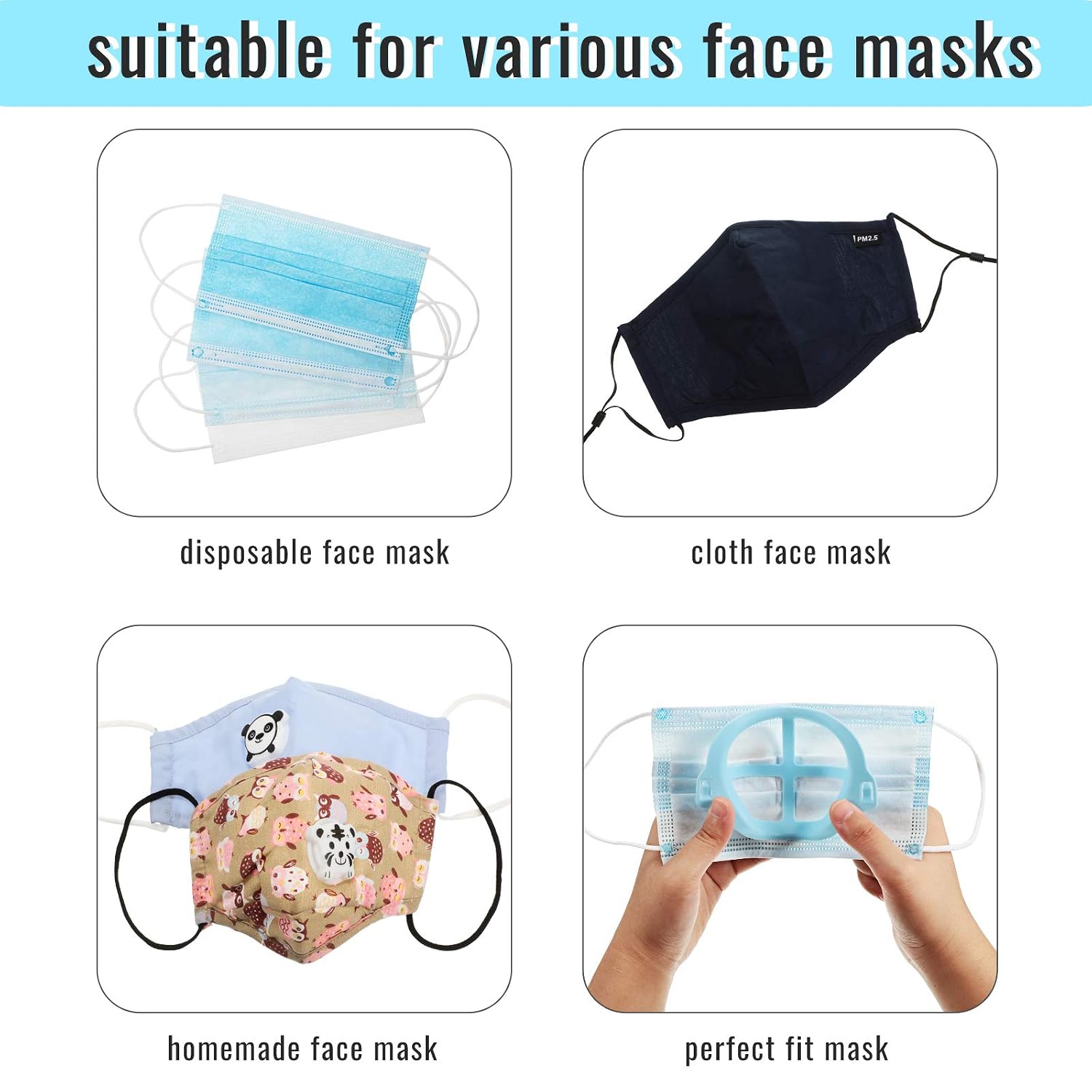 40 Pieces Lipstick Protection Bracket 3D Face Bracket Nose Pads Face Inner Support Bracket Cool Lipstick Protection Stand to Enhance Breathing Space Help Breathe Smoothly（Blue）