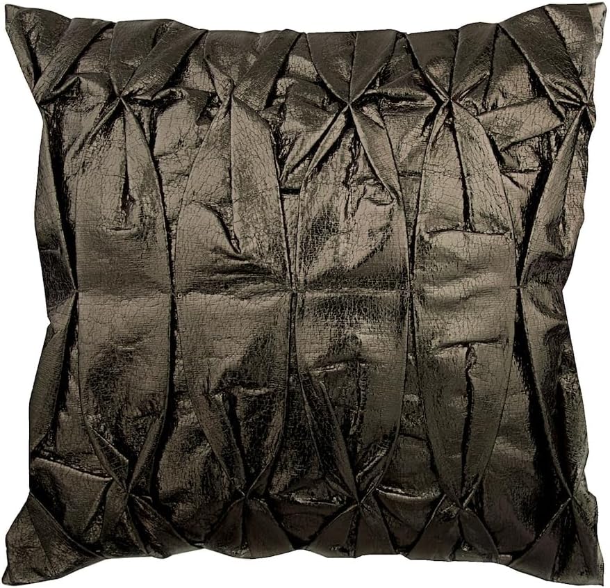 The HomeCentric Euro Sham, Decorative Euro Sham Cover, Pack of 2, 26x26 inch (65x65 cm) Faux Leather Euro Sham case Square Silver Pintuck Throw Euro Shams Cover, Couch Cushion Cover - Stunning Silver