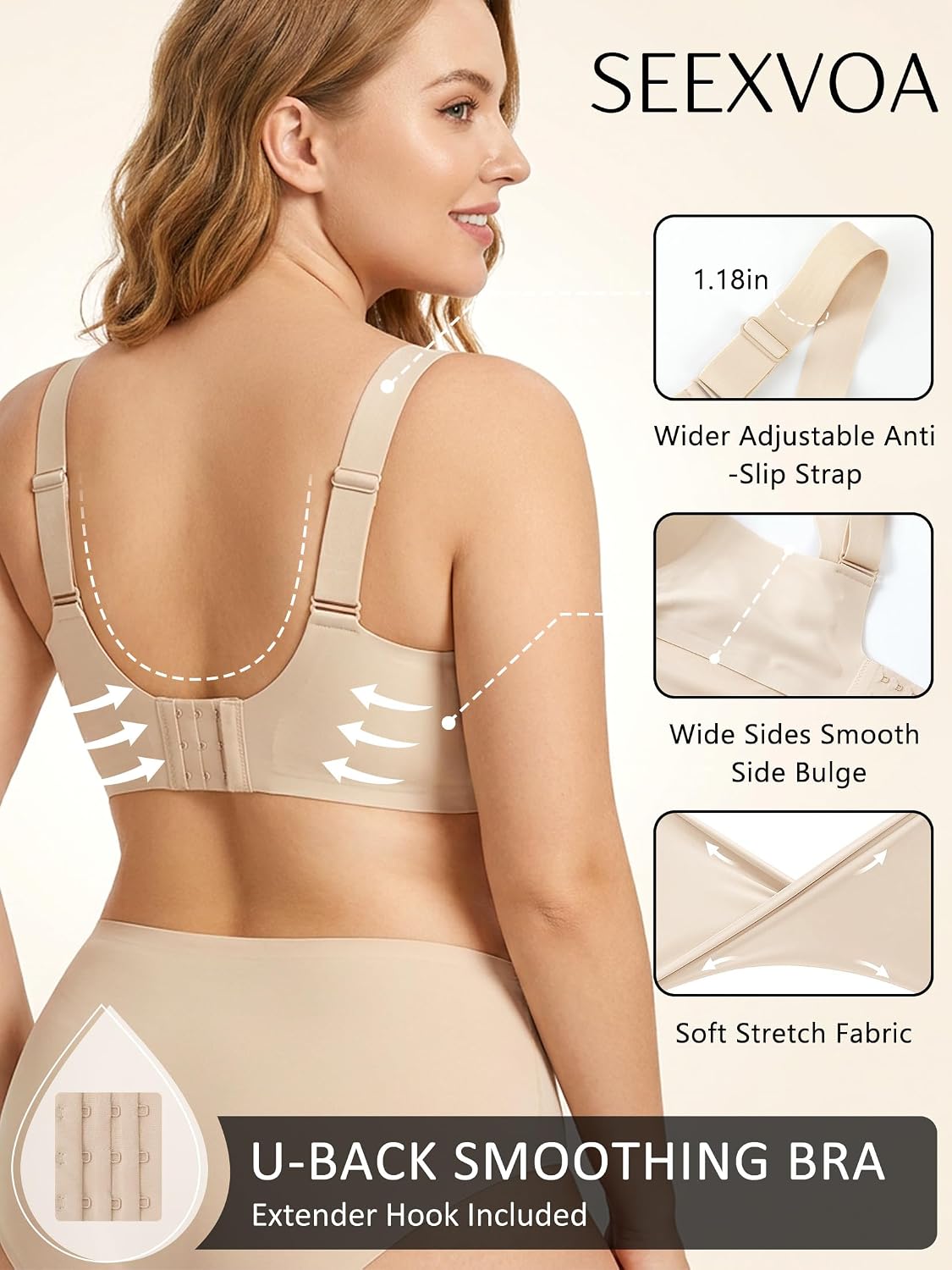 Women Wireless Jelly Bra V Mesh Push Up Wide Strap Supportive Bras image 4