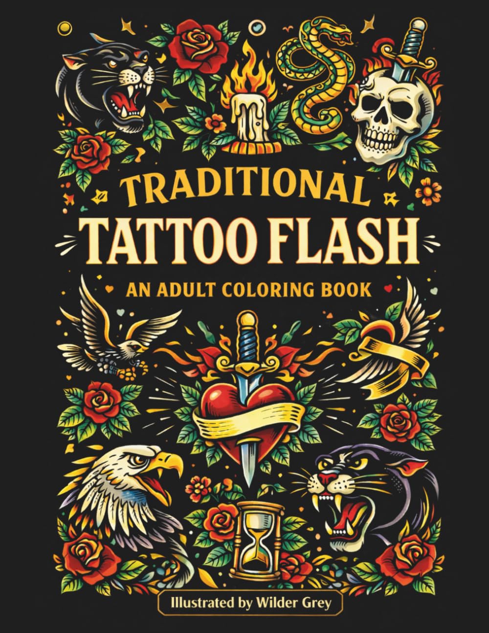 Traditional Tattoo Flash: An Adult Coloring Book