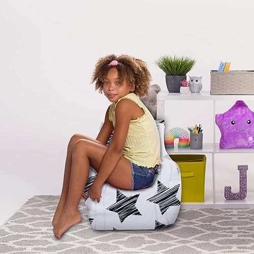 Miniatura 2 de Posh Creations Puf estructurado cómodo para jugar, leer y ver la televisión, silla Pasadena, lona - Estrellas esbozadas