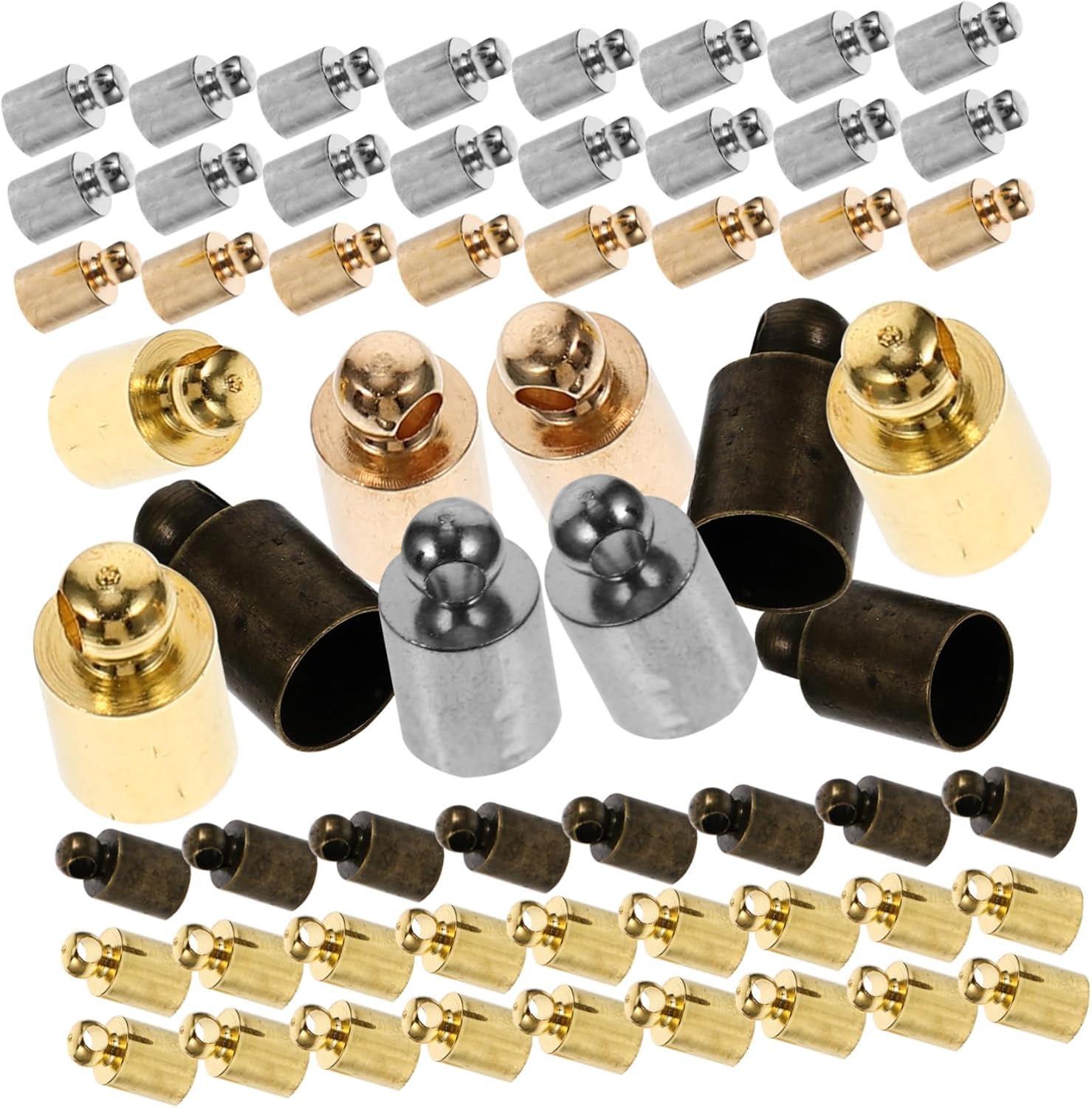 Homoyoyo 4sets 100pcs Durable Copper Tassel End Caps for Jewelry Making Lightweight Cord End Stoppers for Necklace and DIY Crafts Mixed Colors Convenient for Sharing 100pcs*4
