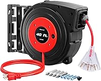 Vista 13 de DEWENWILS Carrete de Cable de Servicio Pesado, Cable de Extensión de Alimentación Retráctil de 40 Pies, 12AWG/3C SJTOW, 3 Tomas Triples Iluminadas