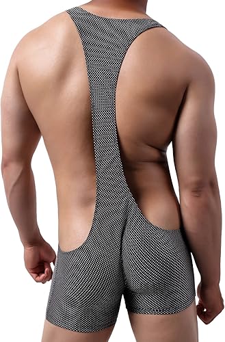 Miniatura 8 de QiaTi Leotardo de una pieza para hombre de lucha libre, deportivo, atlético, uniforme, entrenamiento, leotardo a rayas