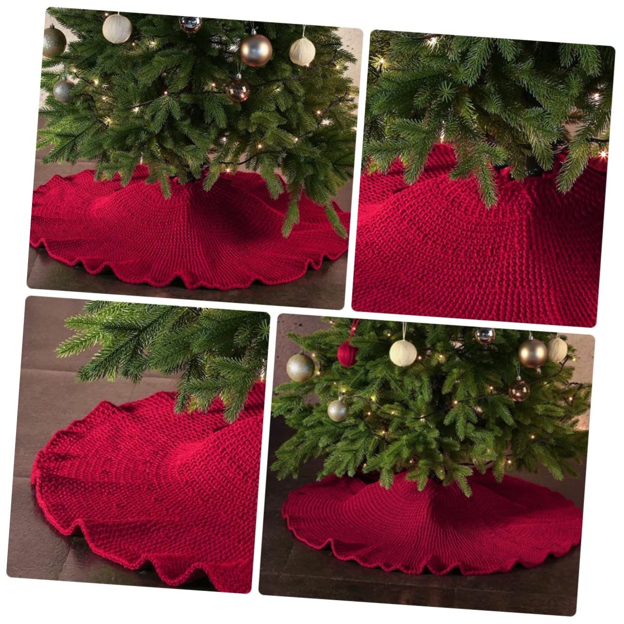 TOPBATHY 1pezzi Tappeto per Albero di Natale Tappeto Sottopiedi per Albero Classica Gonna Solida Realizzata Spesso Morbido Resistente Durevole Caldo e Morbido al Tatto