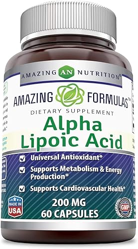 Miniatura 1 de Amazing Formulas - Suplemento de ácido alfa lipoico de 200 mg, 60 cápsulas, sin OMG, sin gluten, fabricado en Estados Unidos