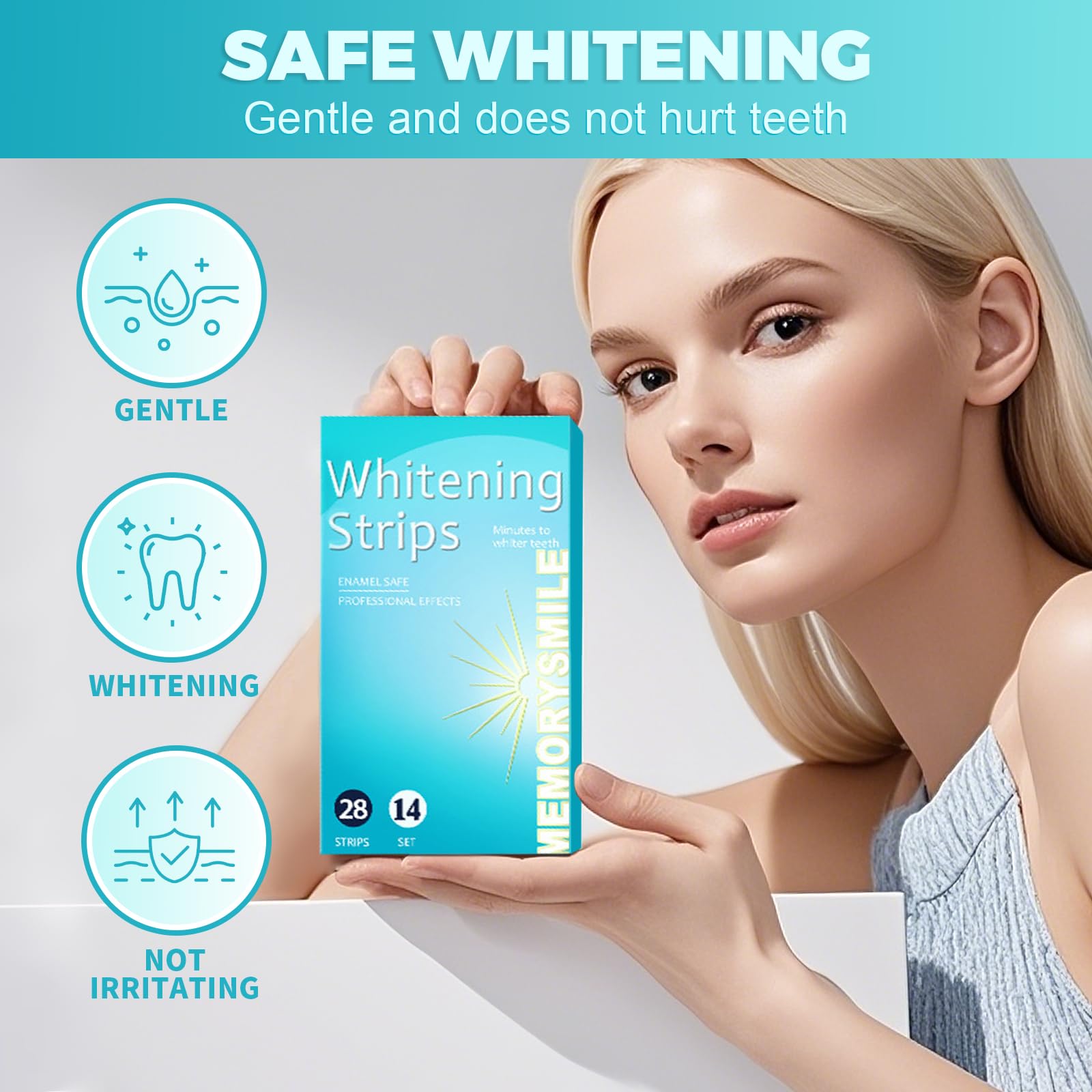 28 Strisce Sbiancanti Denti, Sbiancamento denti professionale, sbiancante denti Rimozione delicata delle macchie dentali, whitening strips Rimuove le Macchie Profonde Sicuro per Denti Smalto