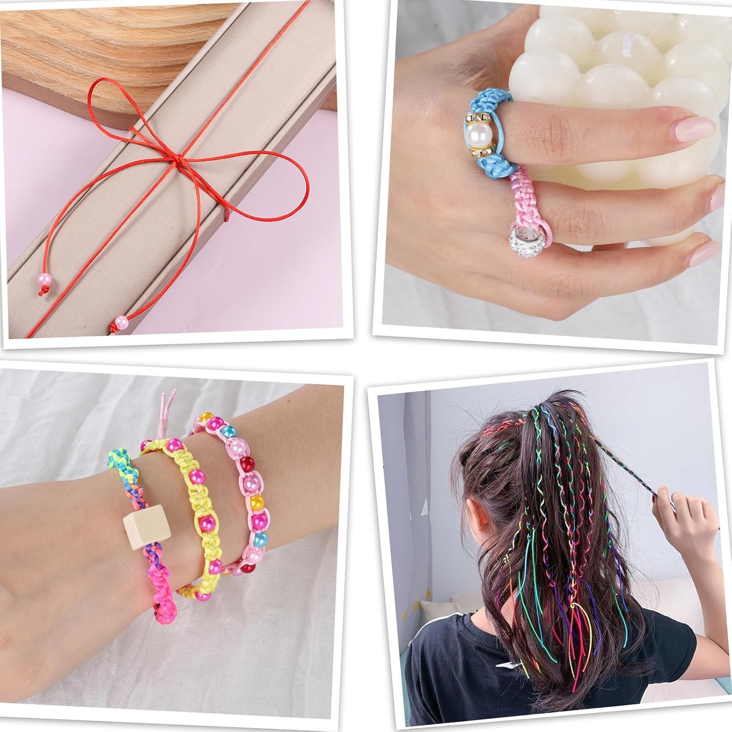 12 Colors Nylon String for Bracelets, Colorful Satin Rattail Silk Cord Nylon Beading Thread Lanyard Making Kit for Braided Bracelets Pendants Necklace Macrame Craft Keychains Lanyards Jewelry Making - Image 5