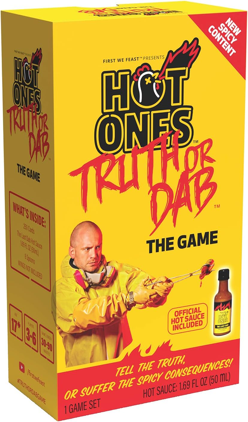 Hot Ones Truth or Dab The Game - Hot Sauce Included (Ages 17+)