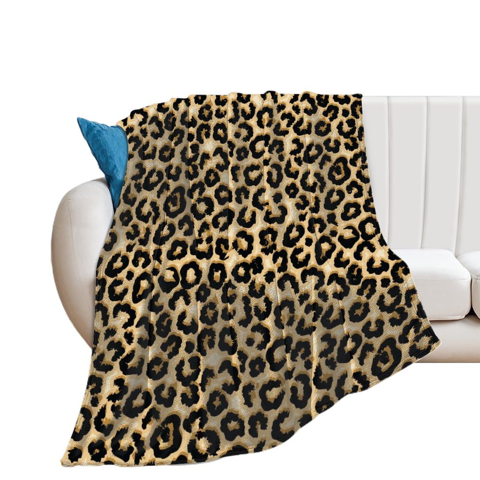 Plaid Canapé Polaire Léopard Brun Doux Couverture Lit 130×150