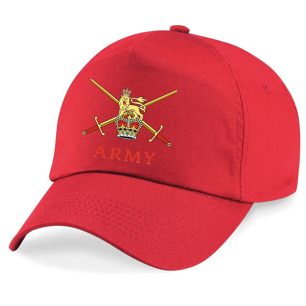 Psave Red British Army Insignia Embroide Baseball Cap British Army Military Embroidery (Red)