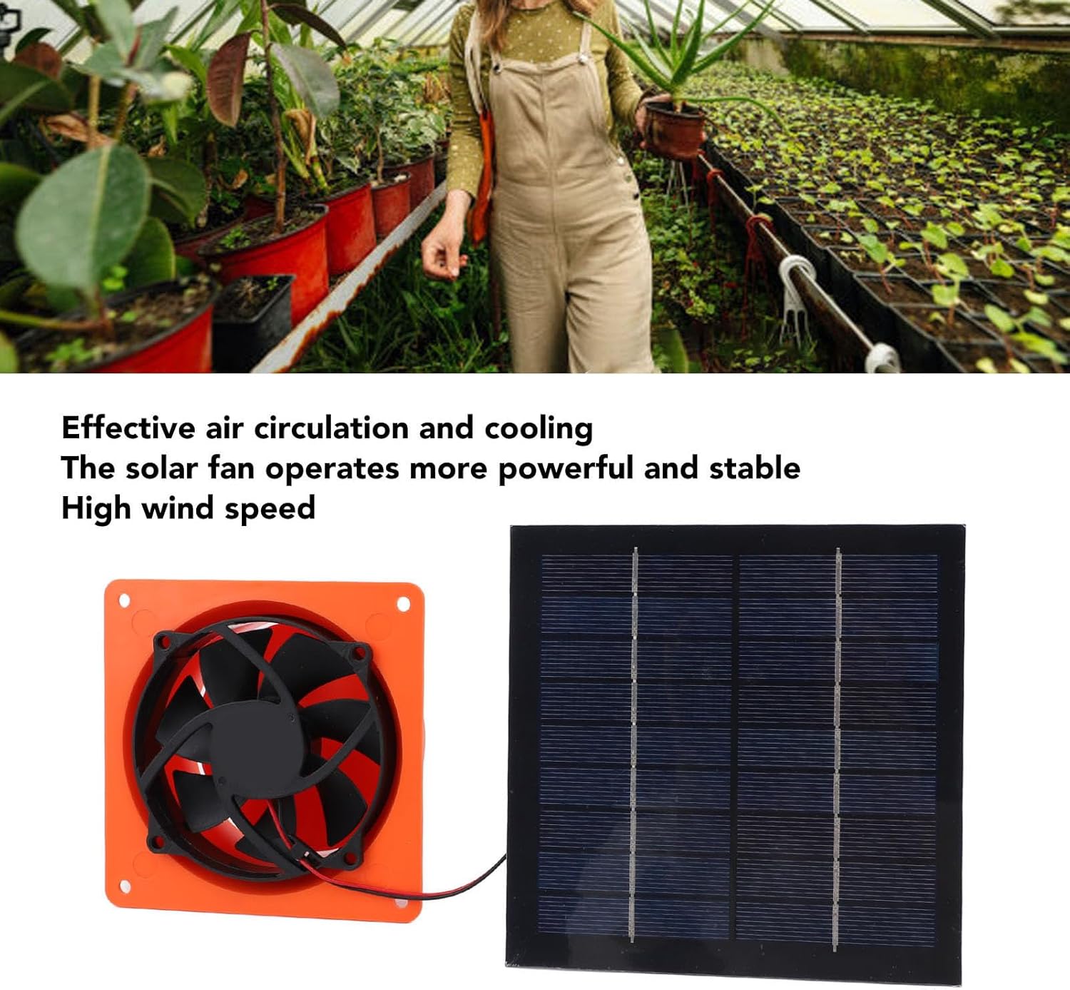 20W Solar Powered Exhaust Fan with Round Baffle, Monocrystalline Silicon Solar Vent Fan for Greenhouse RV Boat, Solar Panel Vent Fan Kit