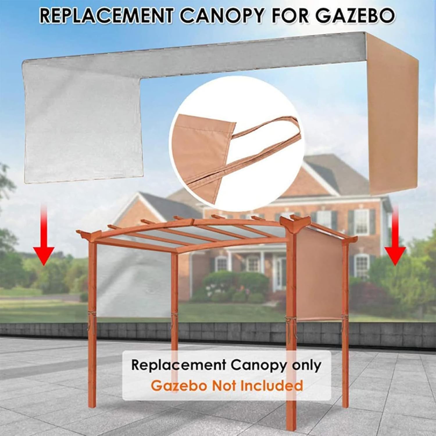 Quick Setups Replacement Gazebo Top Tear Windproof Design 190T Polyester Fabric for Outdoor Pergola and Backyard Shade Garden Shelter Cover