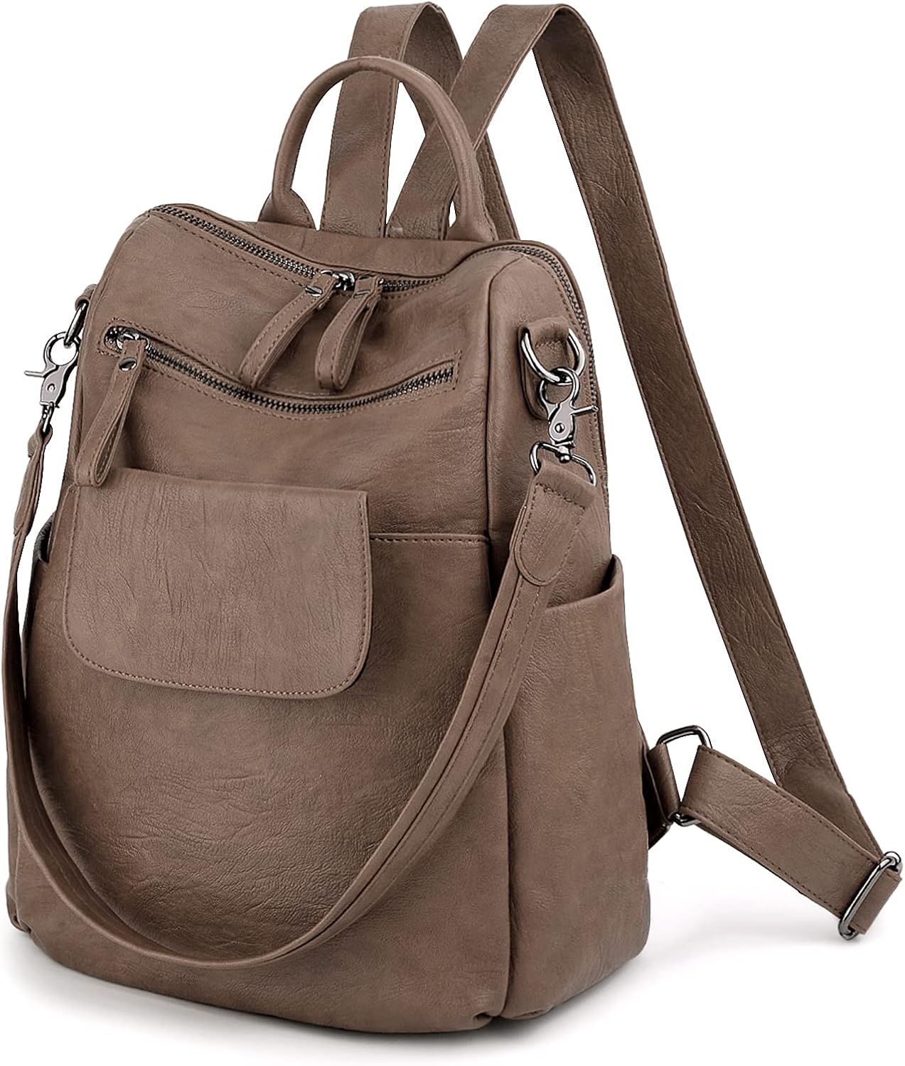 UTO Women Backpack Purse 3 ways PU Washed Leather Ladies Rucksack Shoulder Bag New Blue - Image 5