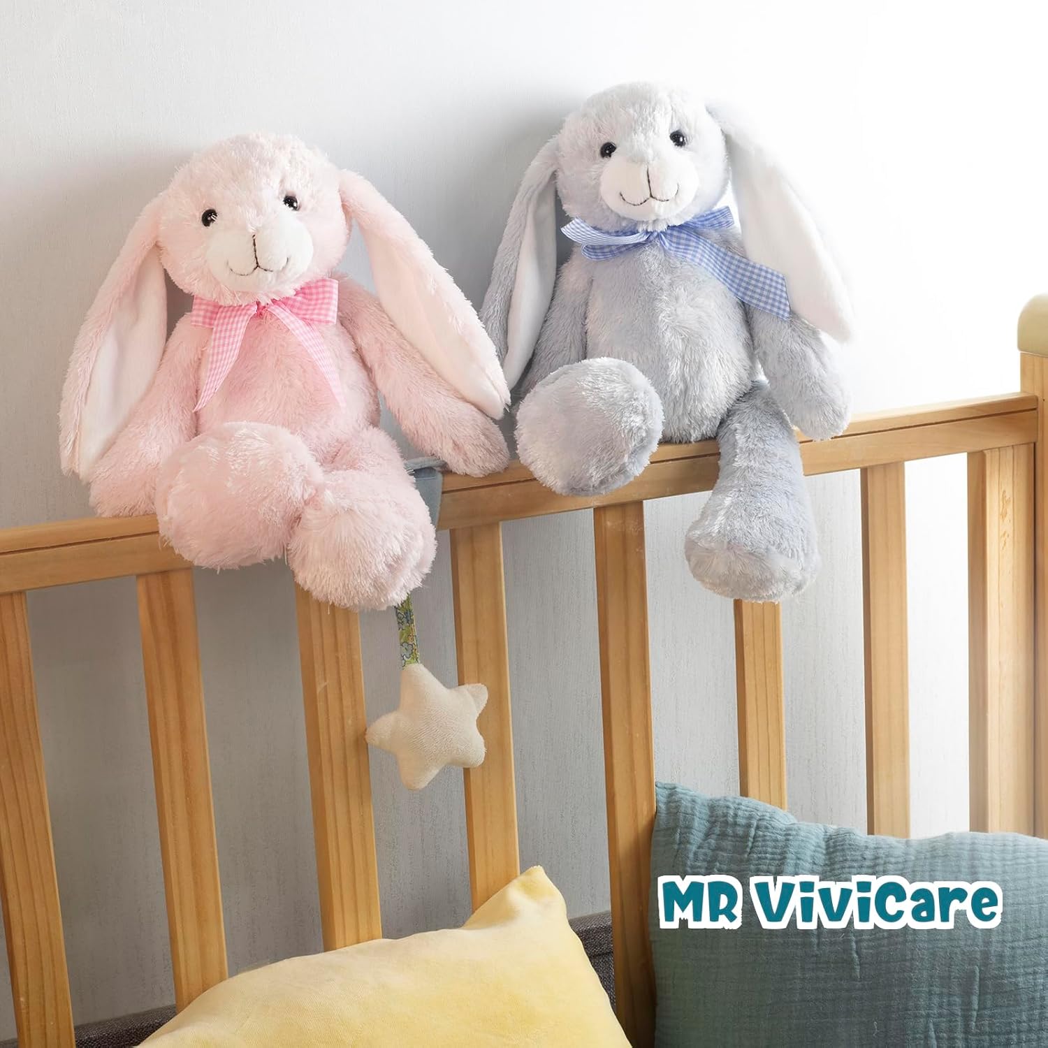 14" Blue Bunny Stuffed Animals for Kids and New Born Babies,Huggable Rabbit Plush Toy with Bow for Boys and Girls,Great Gifts on Baby Shower,Birthday,Children's Day,Christmas - Image 7