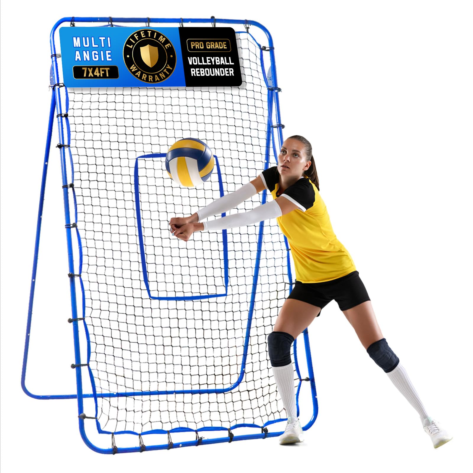 Winthai Volleyball Rebounder Net, Adjustable Pitch Bounce Back Baseball Softbal Soccer Lacrosse Rebound Sports Practice Training Equipment with Strike Zone for Backyard Indoor Outdoor - 1