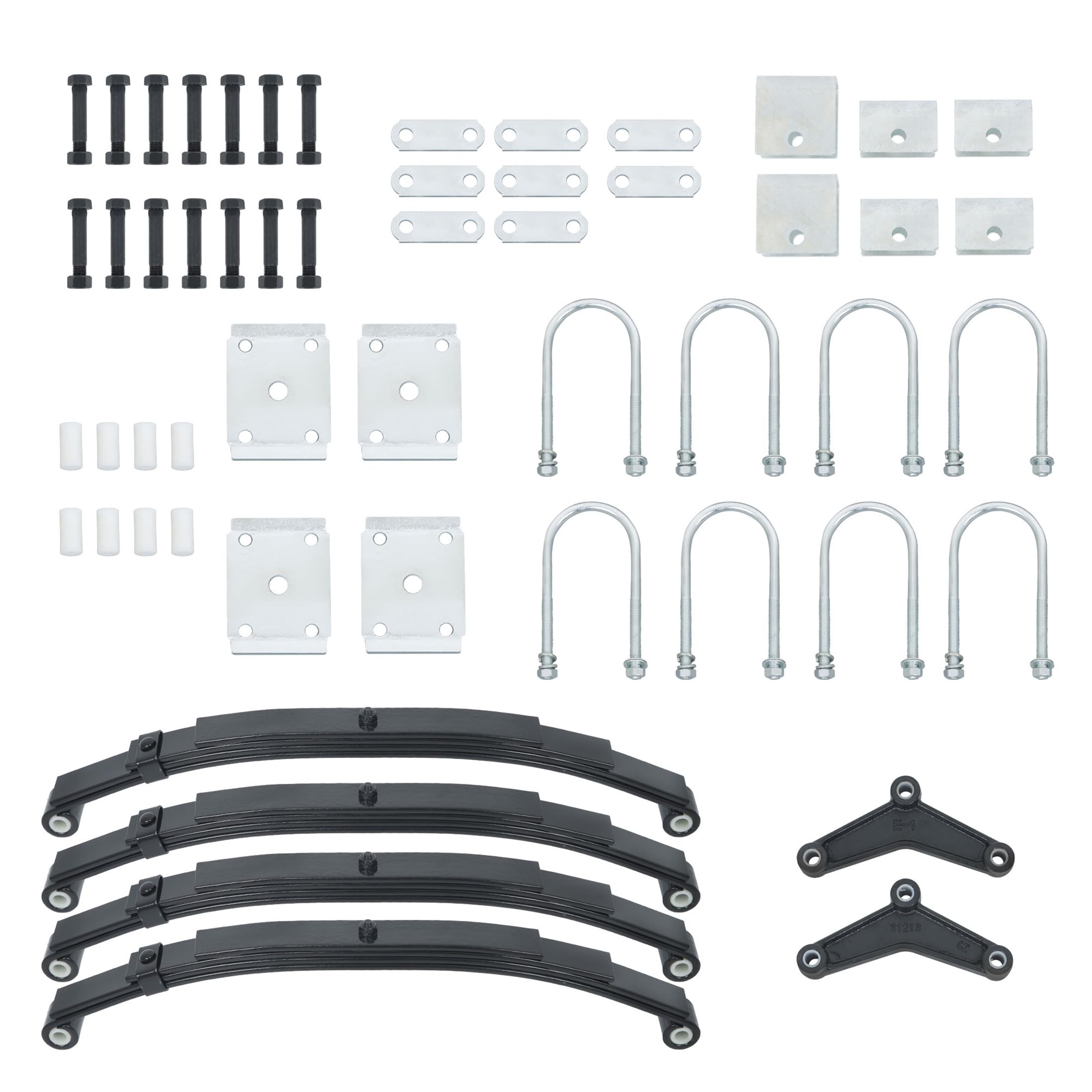 Thomletha 5000lbs Tandem Trailer Axle Suspension Kit - 4 Leaves 2500lbs Trailer Double Eye Spring Equalizers Kit U-Bolt kit Hangers Kit Shackle Straps Kit