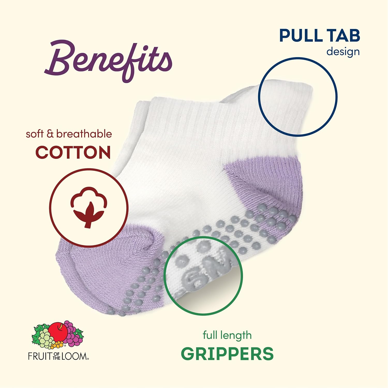 Fruit of the Loom Cotton Grip Socks for Baby and Toddler - Image 2