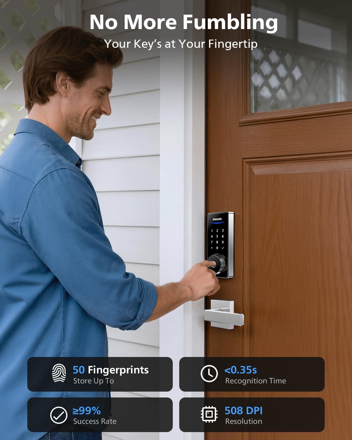 Philips Wi-Fi Smart Deadbolt Lock with 2 Handle, Keypad Front Door Lock Set 5 714IOdzNFjL. AC SL1500
