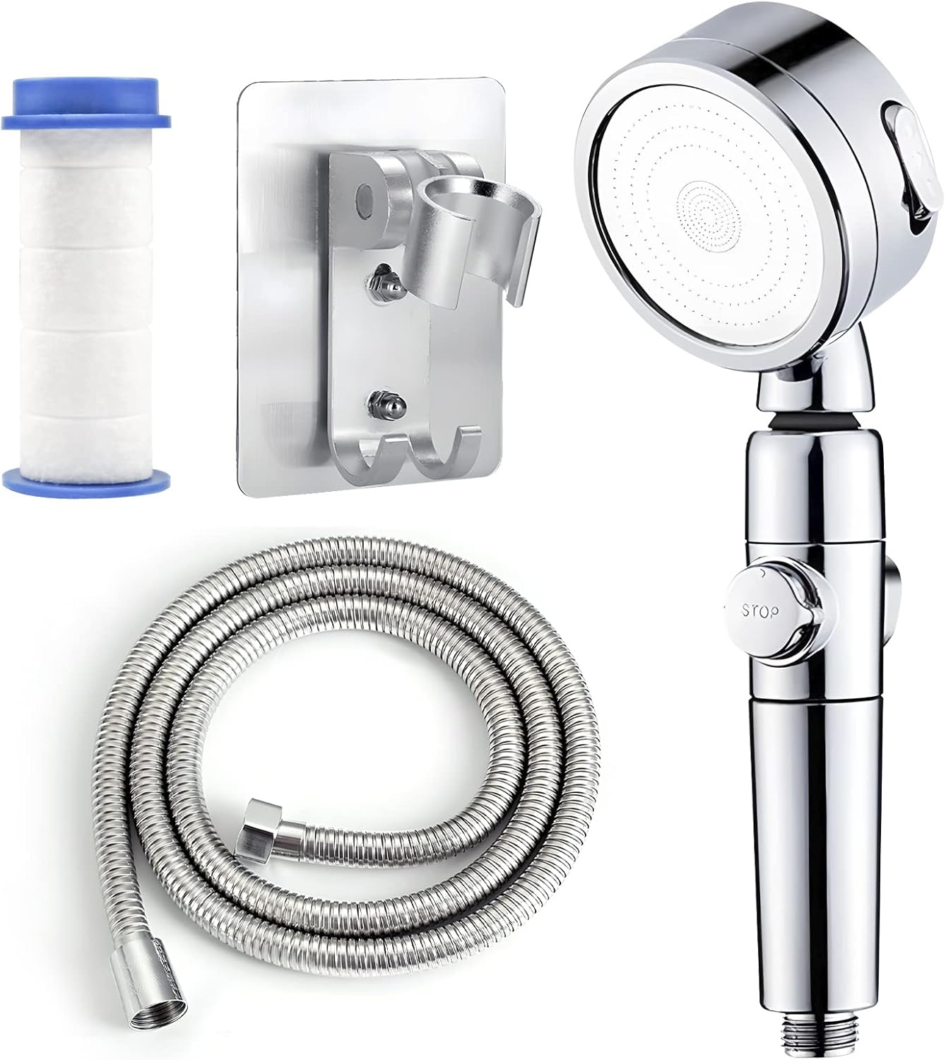 High Pressure Detachable Shower Head, 3 Spray Setting