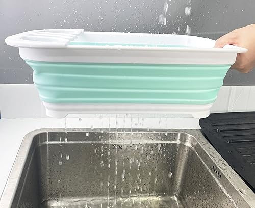 Miniatura 6 de SAMMART Escurridor de platos plegable juego de escurridor plegable organizador de vajilla portátil bandeja de almacenamiento de cocina que ahorra