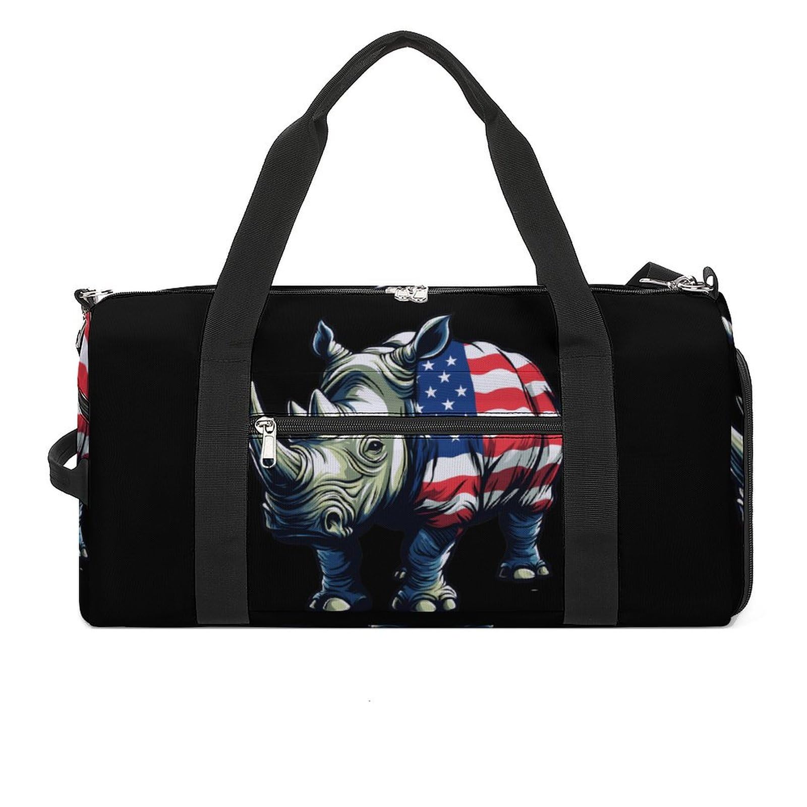 Rhinoceros 4th Of July Rhino Sports Gym Bag Travel Duffel Bag Weekender Bag Yoga Bag for Men Women