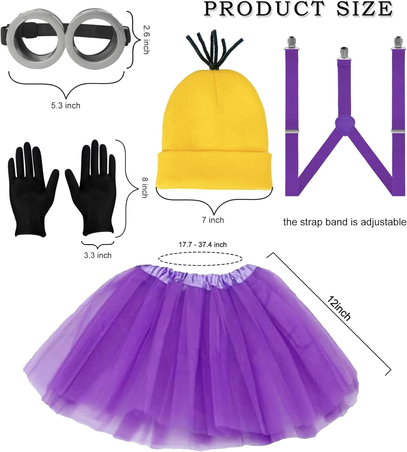 5Pcs Halloween Costume Accessories Adult, Goggles/Beanie/Gloves, Halloween Cosplay Party Set (purple) - Image 2