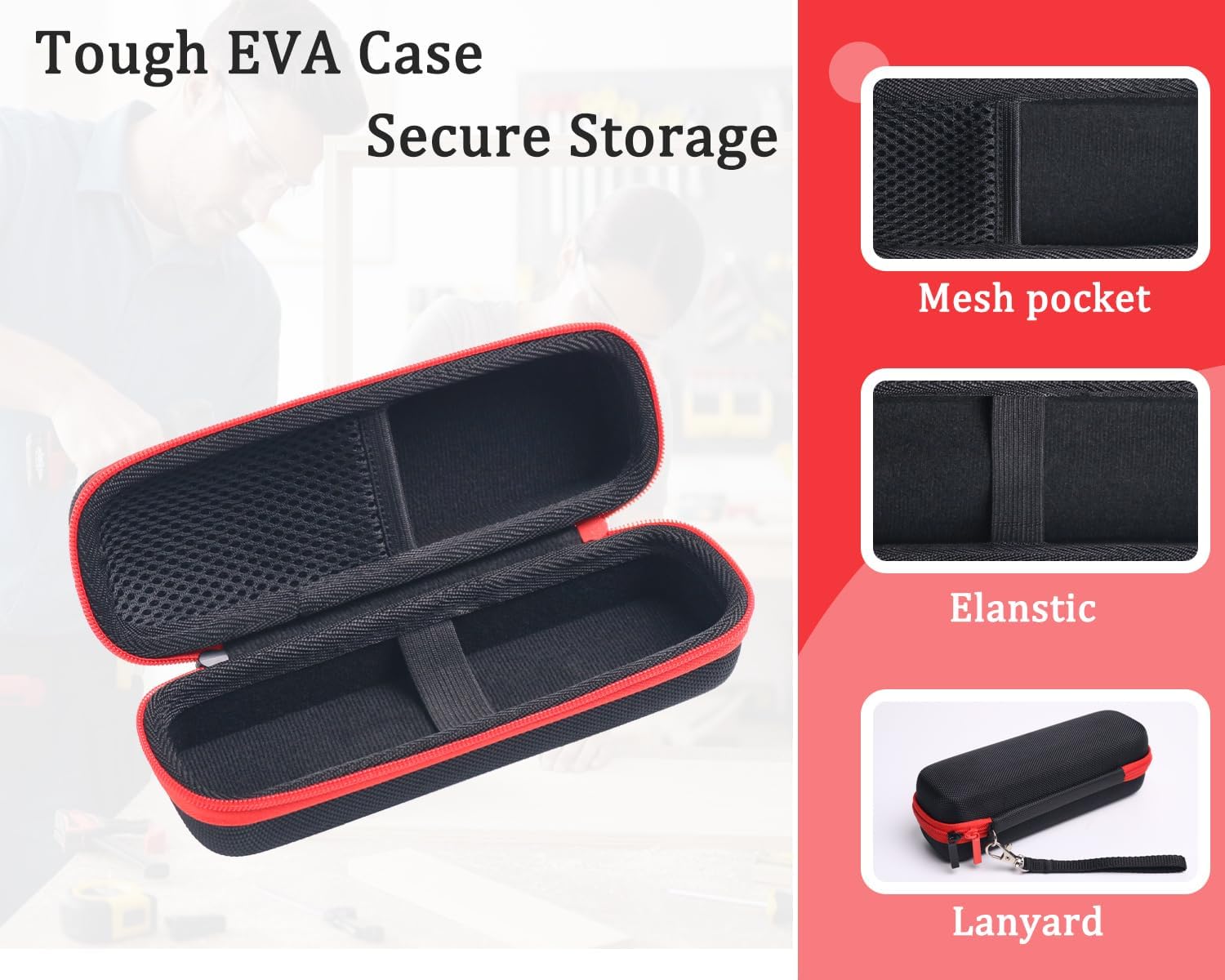 Hard Case Compatible with SKIL Rechargeable 4V Cordless Screwdriver(Black&Red)