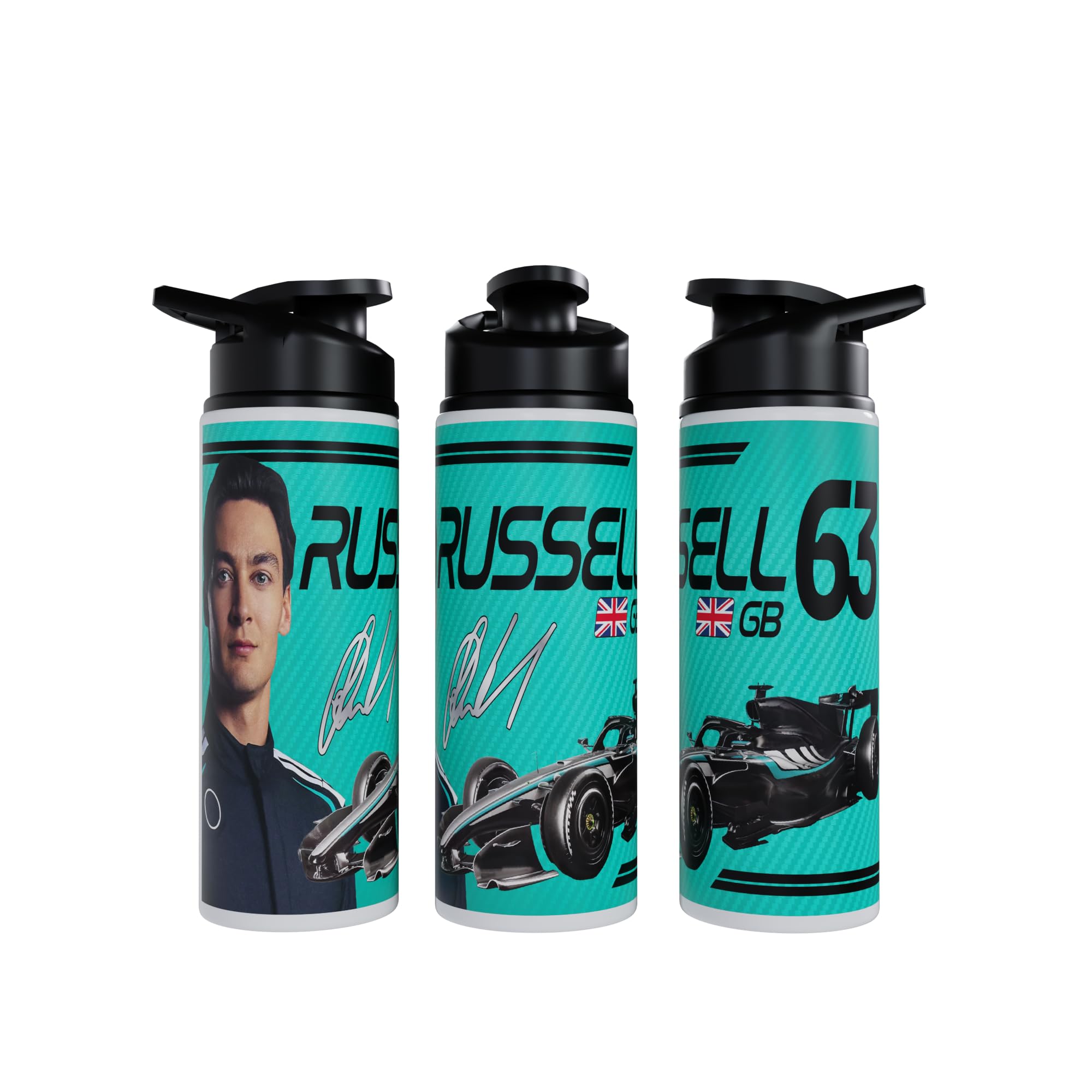 Partisan Russell Water Bottle F1 inspired Racing Fan Gift 750ml or 600ml Aluminium Sports Bottle with Flip Lid Carry Handle 2026 (Aqua, 600, Millilitres)