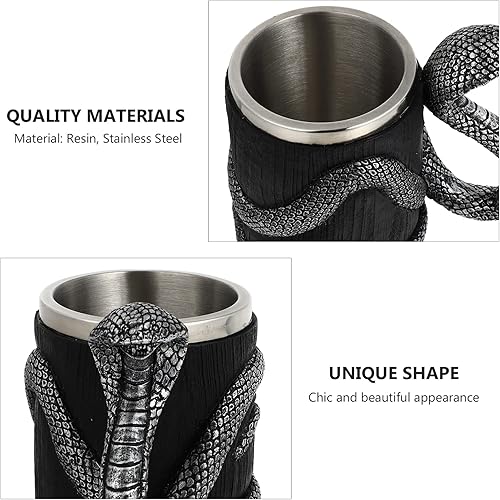 Miniatura 7 de IMIKEYA Taza de café de viaje con aislamiento, tazas de café retro, tazas de café aisladas, taza de cerveza de serpiente, taza de metal, tazas de