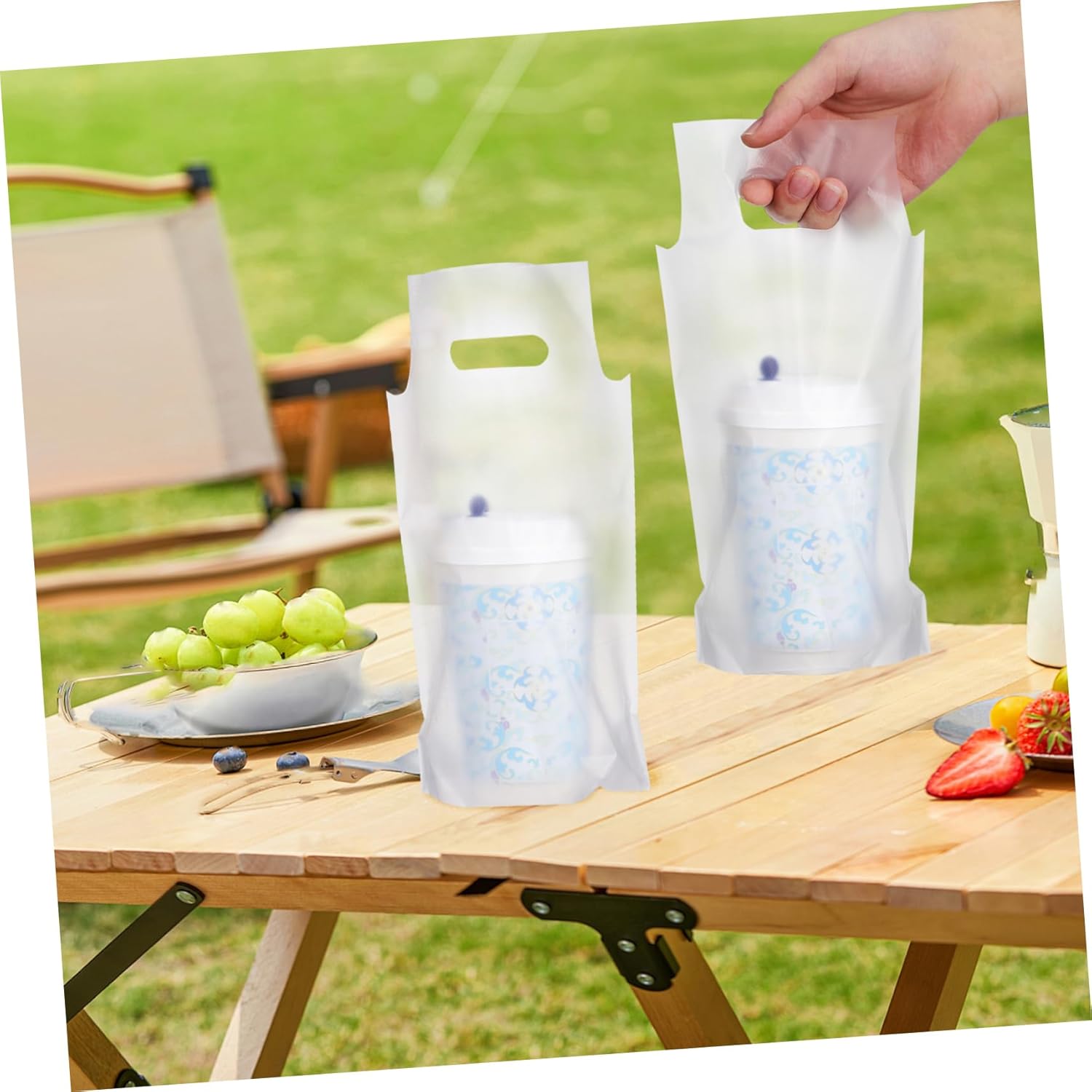 Homoyoyo 500Pcs Portable Beverage Bags Sturdy Liquid Carrier for Takeout Coffee Cup Holders for Shops Gatherings Packaging