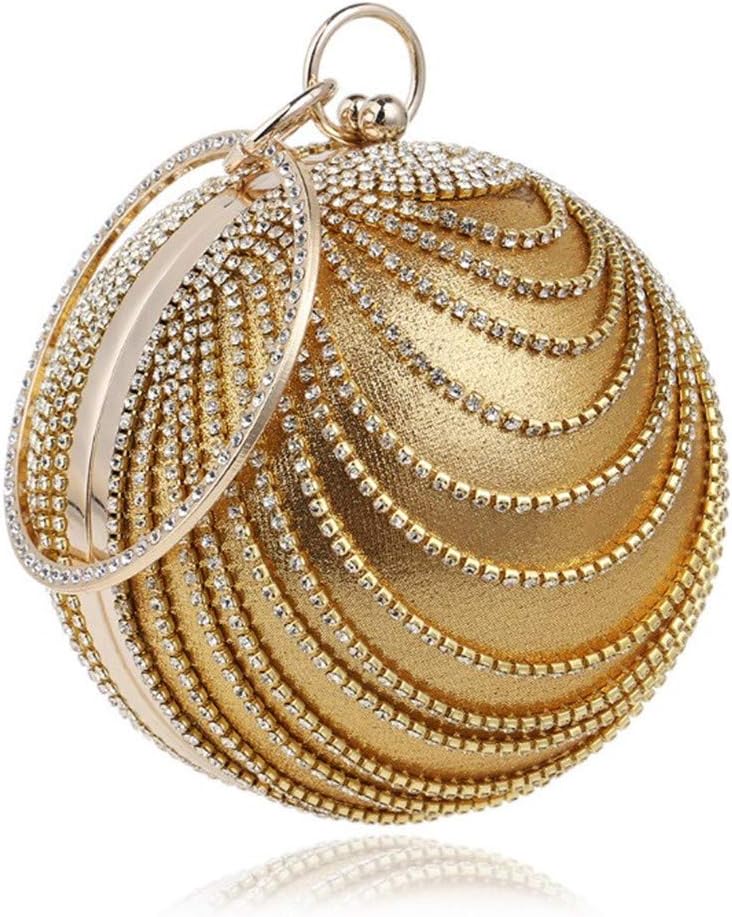 Round Clutch tassel Purse Women Crystal Evening Bag for Wedding Party Women's Ball Shape Crystal Evening Clutch Purse Wedding Party HandBags (Glod)