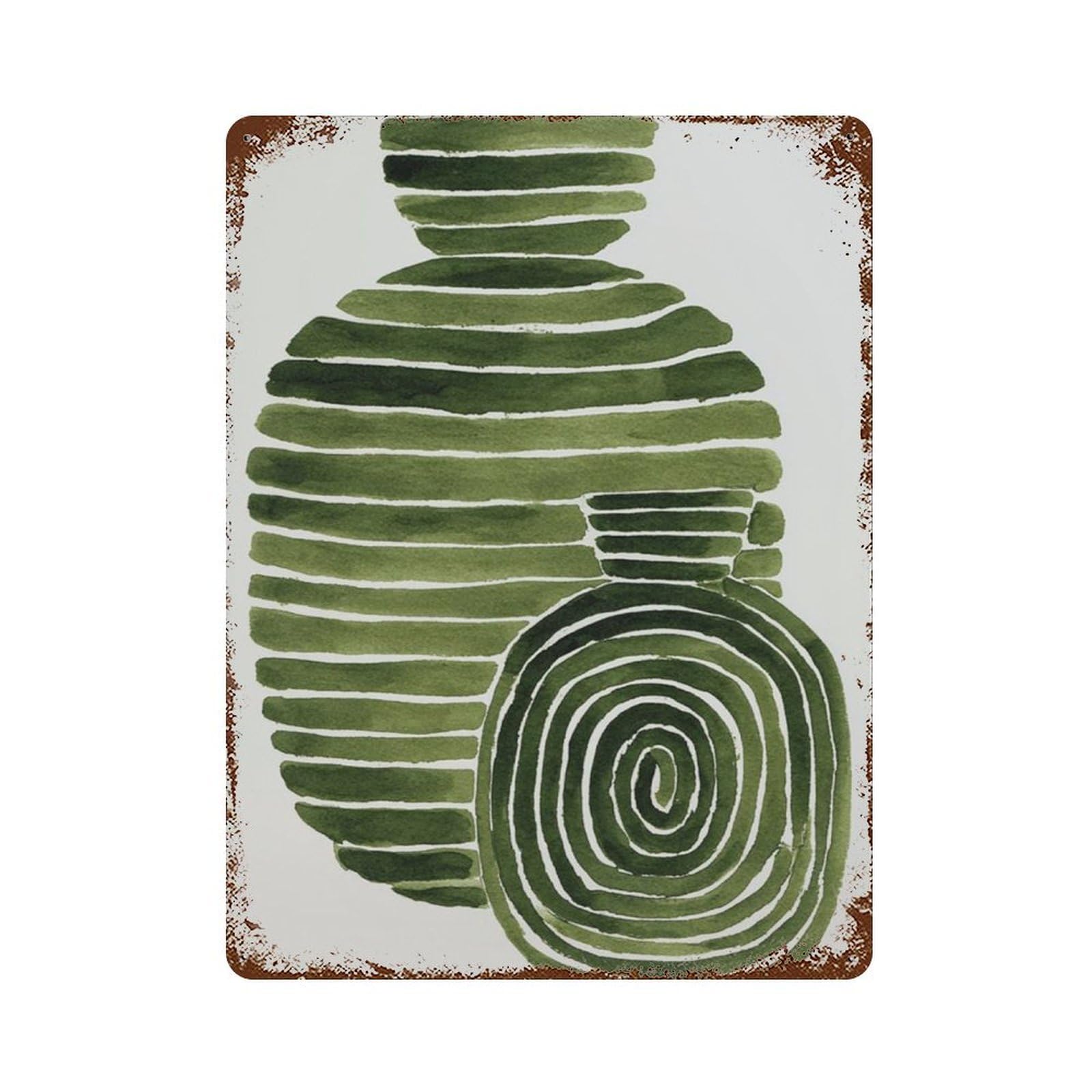 xiaoxiaoshen Abstract Green Vase Modern Botanical Minimalist Nature Wall Decor Art Metal Tin Poster Modern Home Decor Art Home Bar Shop Decorations Vintage Sign 40x30cm