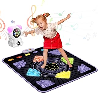 Acelufly Rechargeable Dance Mat Toys for Kids - Light Up Dance Challenge PlayMat with Bluetooth Connect Portable Music Player & 5 Game Modes,Birthday Gift for 3 4 5 6 7 8 9 10+ Year Old Girls Boys