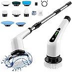 Cordless Electric Spin Scrubber,Cleaning Brush Scrubber for Home, 400RPM/Mins-8 Replaceable Brush Heads-90Mins Work Time,3 Adjustable Size,2 Adjustable Speeds for Bathroom Shower Bathtub Glass Car