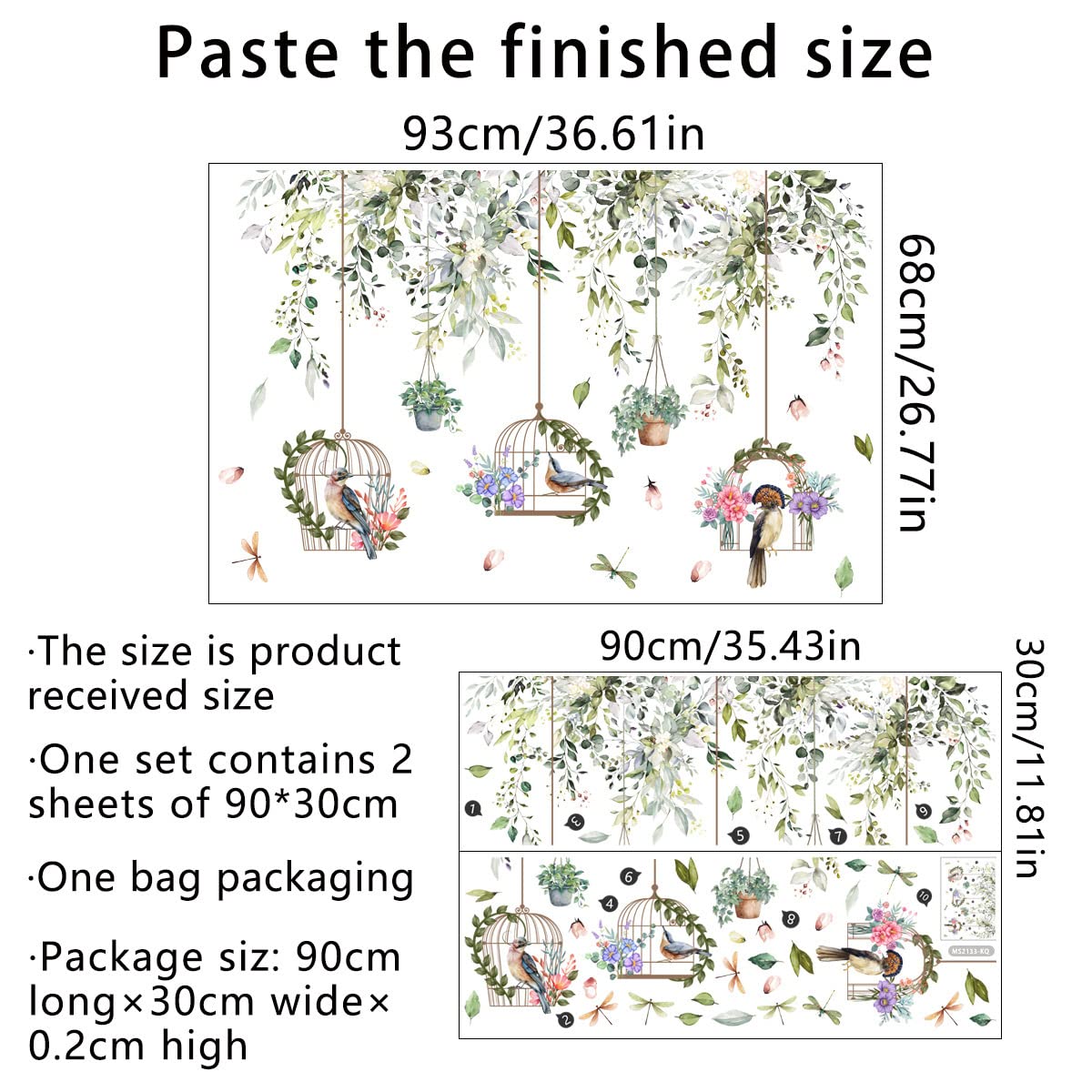 Adesivi Murali Fiori Di Ciliegio E Uccelli - Decorazione Per Pareti Di Camera E Soggiorno - Foto 5