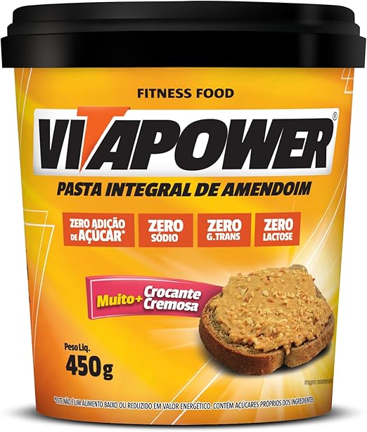 VitaPower Pasta De Amendoim Integral - 450G Crocante - Vitapower