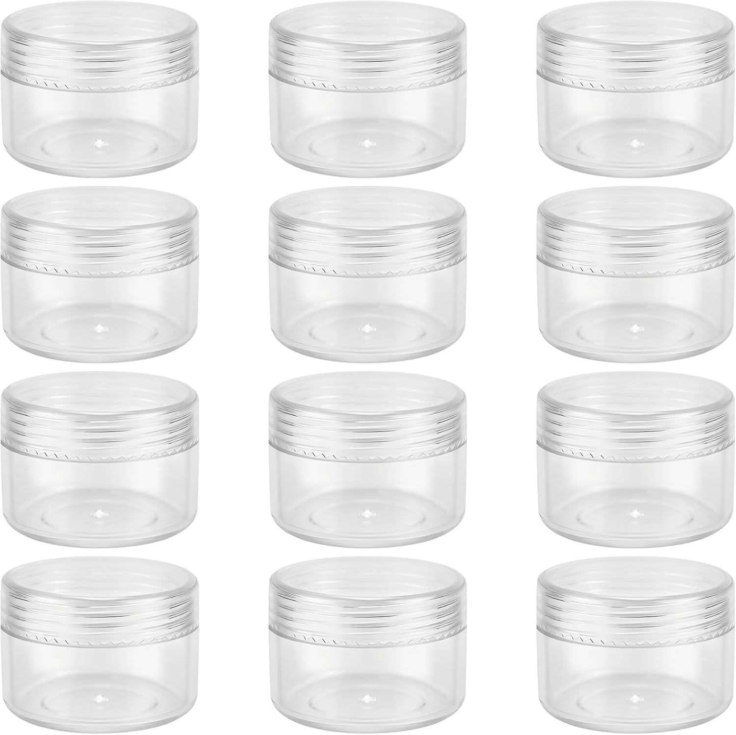 12pcs Travel Jars 0.5 oz Containers with Lids, Round Cosmetic Containers Clear Plastic Cosmetic Jar Refillable Roun for Creams, Lotions, Eye Shadow, Lip Balm (Black - 12pcs)